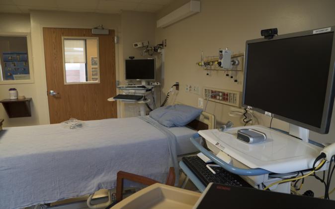 A patient room in the biocontainment unit at Nebraska Medicine.