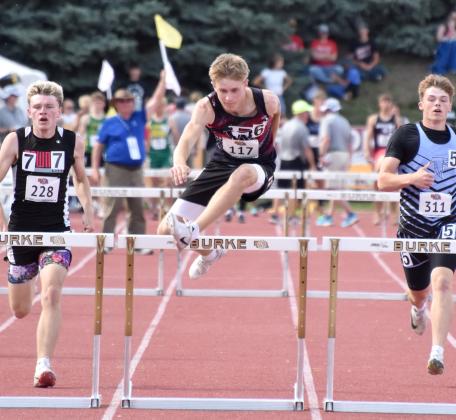 Kyle Horn finished the season with a PR in the 300-meter hurdles. He also competed in the 110-meter hurdles and ran a leg for the 4x400-meter relay. NCJ photo by Beth Sparrow