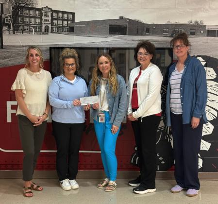 TeamMates of Fullerton has been named a partner agency of Columbus United Way. Accepting the check are Amber Hamik, Melissa Aaberg, Jordan Wetovick, Jessica Williams and Laura Sabata. Photo provided