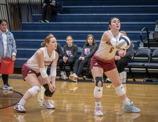 Ava Smith keeps the rally going for the Warriors on Thursday against Burwell. NCJ photo by Rick Holtz