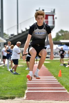 Caleb Rood finished second in the triple jump with a personal best jump of the season, 44-02.25. He is Twin River’s only state qualifier this season. NCJ photos by Rick Holtz