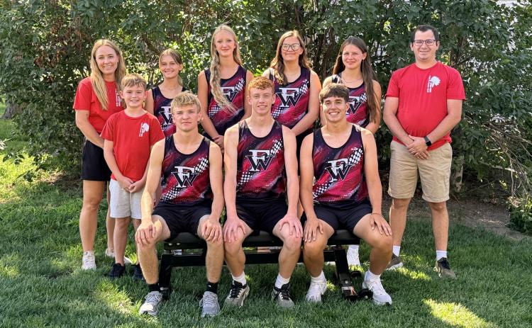 Back row (Standing): Head Coach Jordan Wetovick, Student Manager Hayes Wetovick, Ella Hemmingsen, Austry Adams, Delylla Olson, Renee Reimers, Asst Coach Jeremy Hubel, Seated: Tate Wood, Jacob Maxfield, Kipytn Hamik. Photo provided