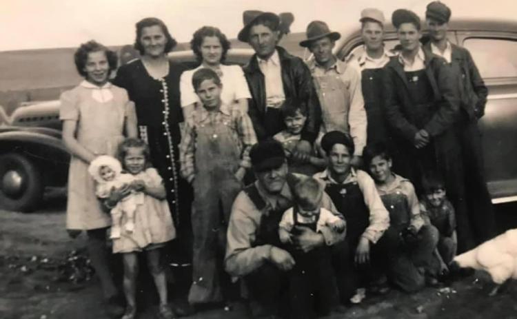 Pictured above (back row) Leona, Grandma Frances, Anne, Louie Bialas, Floyd Kozak, Steve, Frank, Leo (middle standing) Jeanette (with doll), Edwin, Daniel (kneeling) Grandpa Frank, Grandpa is holding Larry, Emil, Al, and Lou.