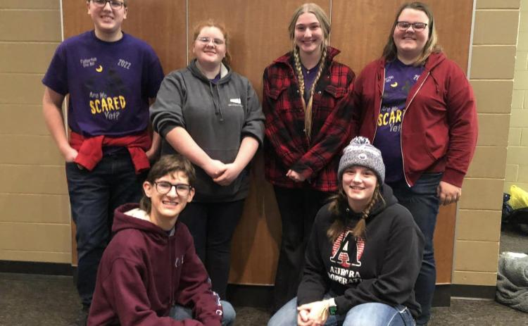 Back row: Everett Gleason, Torrie Harris, Alayna Carey, Jaycek Green, Kristine Chmiel. Front row: Emily Beed and Julianna Maxfield (not pictured)