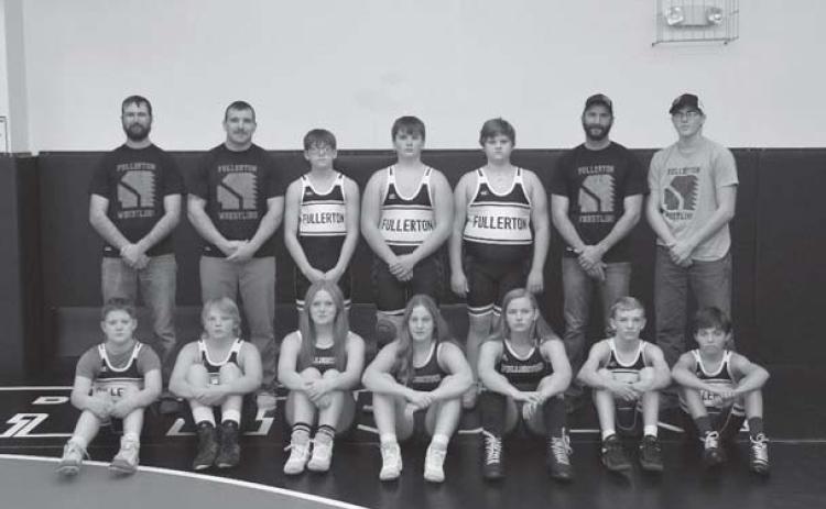 Front Row: Colt Francis, Wyatt Beed, Riley Thomas, Hannah Ciancio, Delylla Olson, Tate Wood, Mason Hemmingsen Back Row: Coaches Kalan Swertzic, Landon Knopik, Tucker Smith, Parker Aaberg, Colton Harris, Head Coach Zach Bialas, Coach Kirby Smith