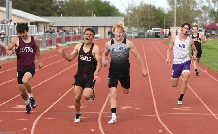 Spencer Ramakers finished second in the 100-meter dash at the C-6 District on Thursday at Centennial. The Twin River graduate is the Titans’ lone state qualifier, making it to Omaha for the 100- and 200-meter dashes and thelong jump. NCJ photo by Rick Holtz
