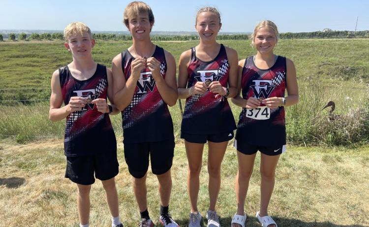 Tate Wood (left), Justin Horn, Makayla Robinson and Morgan Supik all earned medals for the Warriors on Thursday. Photo provided
