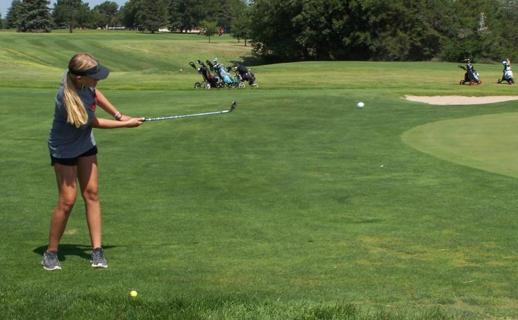 Paige Horn hits a chip shot on the fourth hole on Thursday at Valley View Golf Club. Photo provided