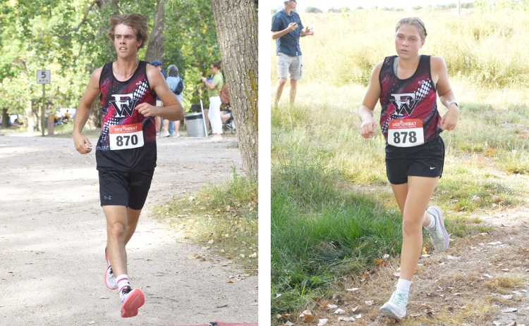 Justin Horn (left) and Morgan Supik (right), along with the rest of the Fullerton cross country runners, had a busy week as they competed at three events. NCJ photo by Laura Sabata