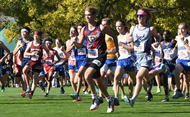 Justin Horn jumped out to a fast start to avoid being trapped in the middle of the pack at the beginning of the race on Friday. NCJ photo by Rick Holtz