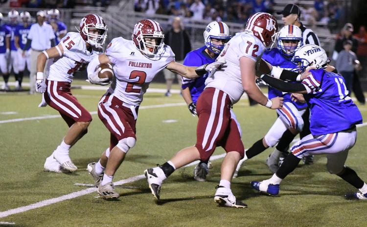 Aiden Norman carried the ball 23 times for 117 yards and a touchdown on Thursday, eclipsing the 1,000 yard mark for the year. NCJ photo by Rick Holtz