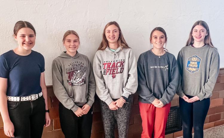 Lylla Sabata, Morgan Supik, Makayla Robinson, Keila Dubas, and Jacie Maxfield were selected for the Doane Honor Band. Photo provided