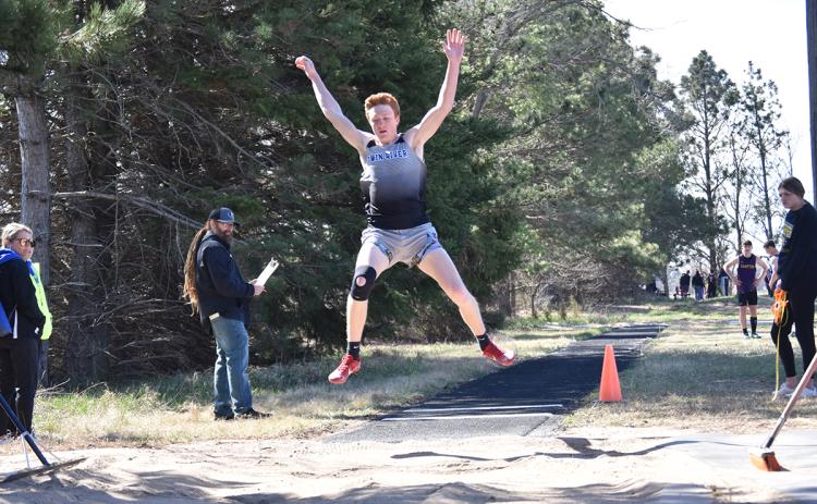 Kirk Hebda finished 10th in the long jump with a 16-11.50 leap and 4th in the triple jump with a 39-00.50 jump. NCJ photo by Cienna Friesen
