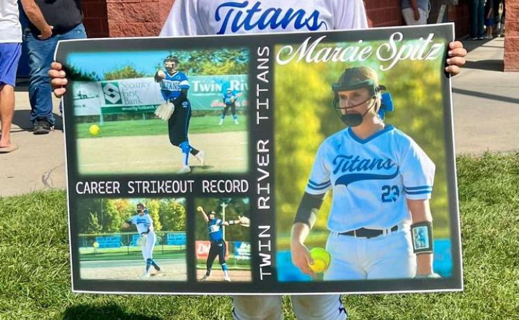 Twin River pitcher Marcie Spitz surpassed the 400 strikeout plateau for her career on Saturday. Photo provided