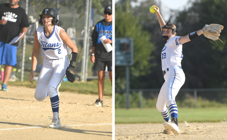 LEFT: JLee Van Driel, though only a sophomore, has been one of the top players in the state this season. RIGHT Marcie Spitz has helped lead Twin River to 20 wins this season thanks to her stellar performances on the mound. NCJ photos by Rick Holtz
