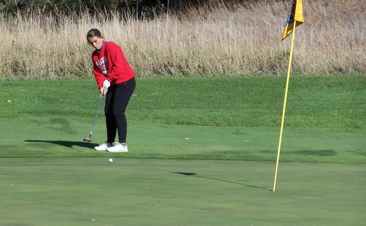 Keila Dubas putts during the first day at State. Photo provided