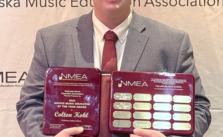 Fullerton band and choir director Colton Kohl was named NMEA Young Music Educator of the Year. Photo provided
