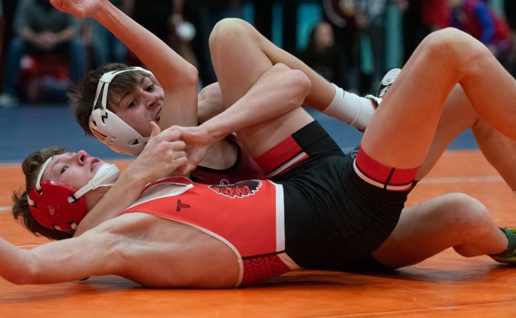Tucker Smith finished 7th at 132 pounds on Saturday.  NCJ photo by Melissa Aaberg