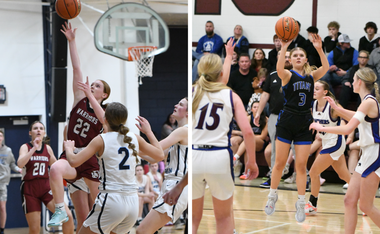 LEFT: Riley Thomas and the Warriors open sub-district play when they take on Riverside at Nebraska Christian on Thursday. RIGHT: Parker Zabka and the Titans to take on Ravena tonight at Thayer Central. NCJ file photos by Rick Holtz