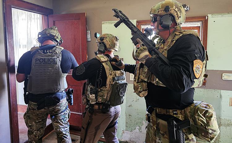 Members of the Central Nebraska Special Response Team complete training last week. Photos provided