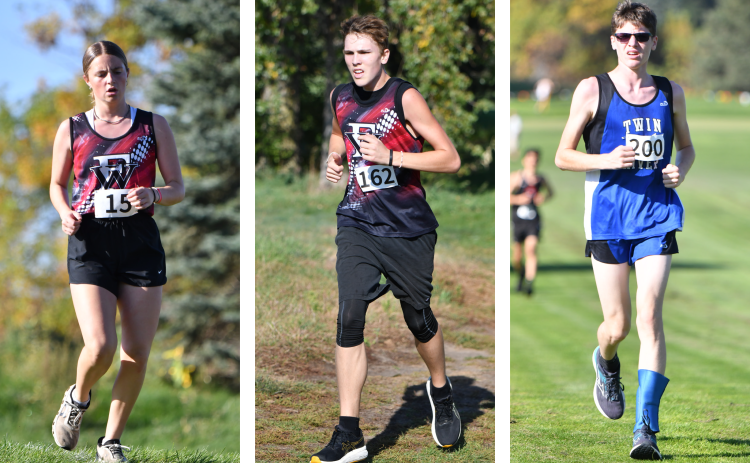 Taylor Cook (left), Everett Gleason (center) and Ryker Stenzel (right) all competed at the Battle Creek Invite at Evergreen Hill Golf Course. NCJ photos by Rick Holtz