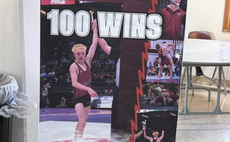 Tate Wood reached a career milestone over the weekend at the Neligh-Oakdale Invite. The Fullerton wrestler won his 100th career match on his way to a second- place finish at 120 pounds.