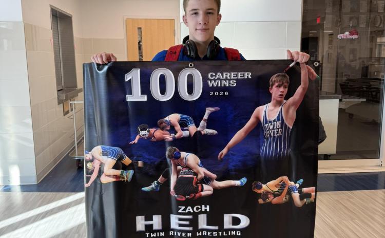 Twin River's Zach Held won his 100th career bout on Saturday. Photo provided