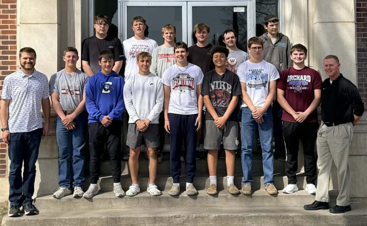 Front Row L to R: Assistant Coach-Schuyler Sharp, Kolt Francis, Jack Malander, Isaac Supik, Kip Hamik, Kingston Samuels, Tucker Smith, Parker Aaberg and Head Coach Shawn Ostransky  Back Row L to R: Bentley Schroeder, Axel Collins, Tate Wood, Jaxson Gustafson, Dillon Fitzgerald, and Konnor Dubas.  Not Pictured: Cayden Scheffler Jacob Finley. Photo provided