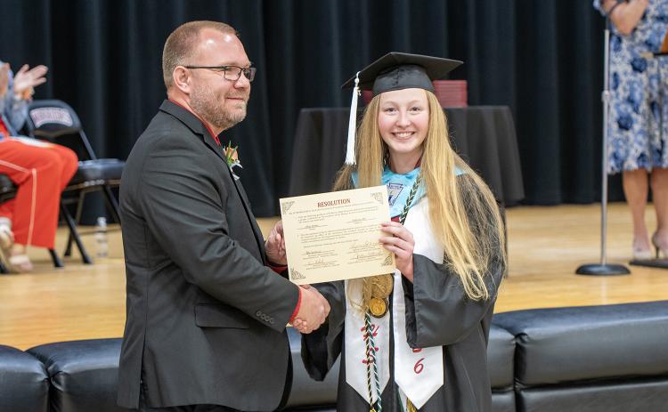 The Helmut and Leta Liesch Scholarship was presented to Elena Reimer. NCJ photo by Rick Holtz