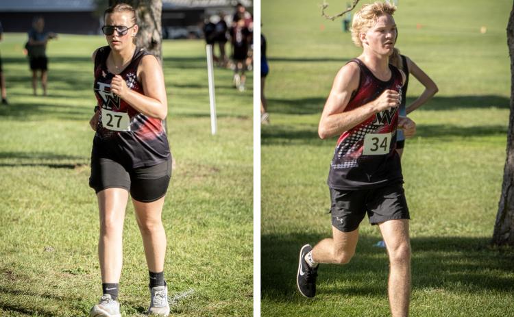 LEFT: Delylla Olson finished 45th overall with a time of 33:10. RIGHT: Tate Wood finished sixth with a time of 19:08. NCJ file photos by Rick Holtz