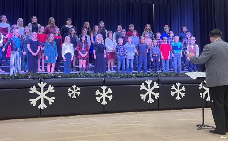 Mr. Kolton Kohl leads the second and third  graders. NCJ photos by April Carr