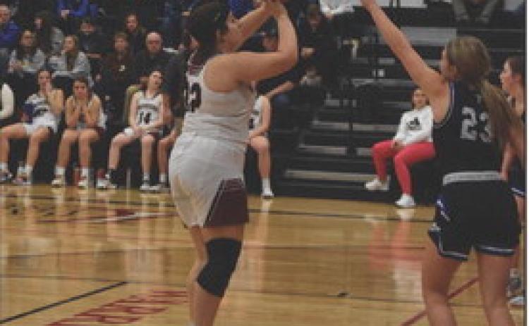 Melinda Pickrel puts it up for two against Lutheran High Northeast.
