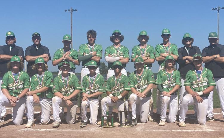 The Central City/Fullerton American Legion junior baseball team won the 2023 Mid-NebraskaLeague Champions with a 10-5 win over Holdrege on Sunday. Photo provided