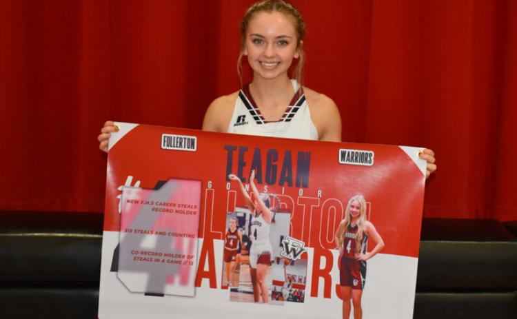TEAGAN GONSIOR now has 332 career steals, breaking the FHS career steals record of 288. The record was held by Jolene Shotkoski set from 2011-2014. Teagan also tied the single game record twice at 12 steals in a game. Teagan is on the path to the record board in a few other categories before the season ends.