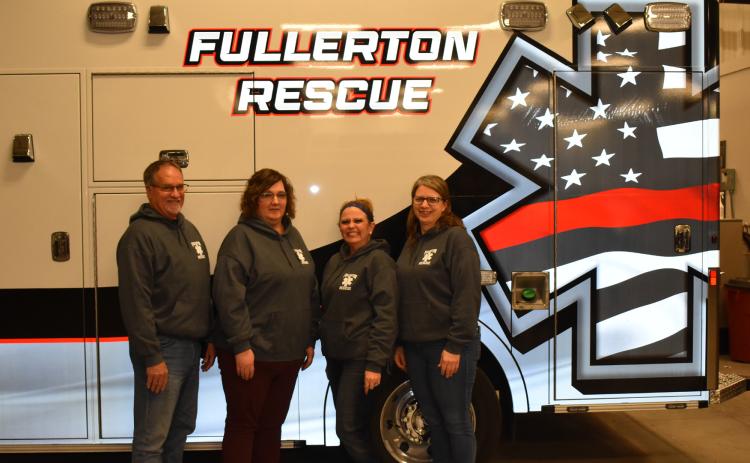 Fullerton Rescue Squad Officers (from left to right): Mike McCray (Captain), Tricia DeMuth (Secretary/Treasurer), Denell Rhinehart (Assistant Captain), and Leslie Pickrel (Training Officer) NCJ photo by Shelby Thomas