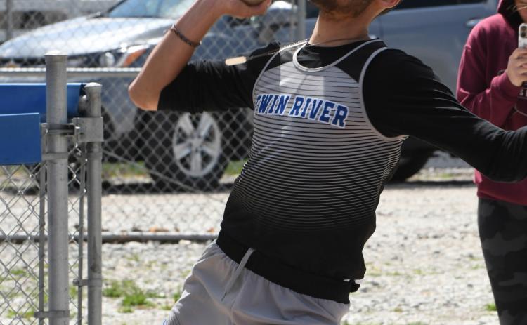 Robert Elm finished 13th in the shot put on Thursday. NCJ photos by Rick Holtz