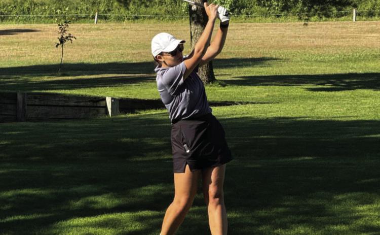 Lylla Sabata tees off at the Boone Central Invite on Saturday. Photo provided
