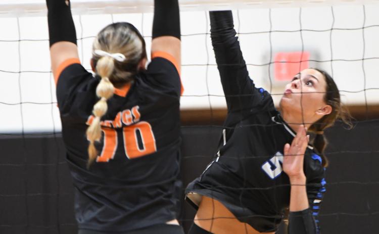 Briley Cuba had 2 kills on Saturday inTwin River’s Crossroads Conference tournament opener. NCJ photo by Calvin Holtz