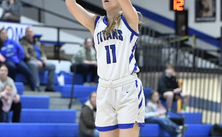 Katie Preister scored a team-high 14 points against Newman Grove/St. Edward on Thursday. NCJ photo by Rick Holtz