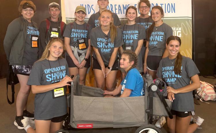 A group from Fullerton volunteered on Saturday at Operation Shine Camp. Kneeling: Morgan Supik and Lainie Ziemba with Avi Sabata in the wagon. Standing left to right: Jessica Williams, Brock Dubas, Lylla Sabata, Everett Gleason, Ella Pickrel, Josie Williams, Laura Sabata and Kylee Dubas. Photos provided