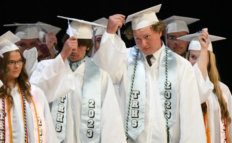 Members of Twin River’s Class of 2023 move their tassels to signify their graduation on Saturday. Twin River saw 26 seniors graduate this year. NCJ photos by Rick Holtz