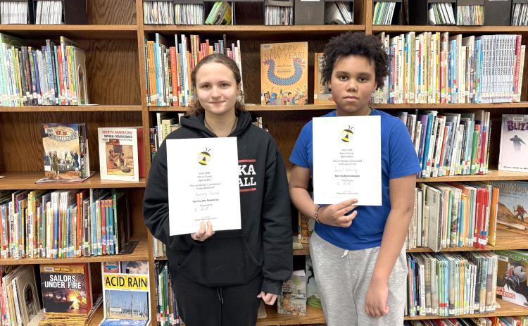 Twin River swept the top two spots last week in the Nance County Spelling Bee. It took more than 10 rounds before Israel Gehring took home the top prize. Aurora Tworek was the runner-up. The spelling bee was Wednesday at Fullerton.