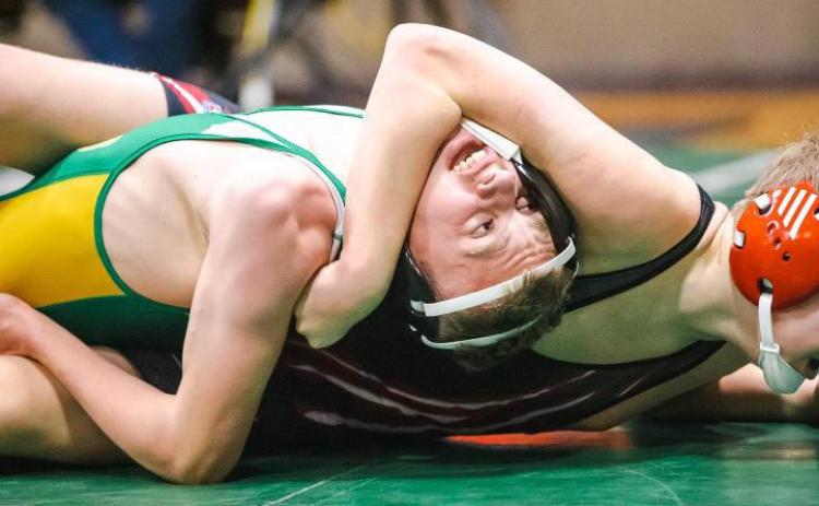 Pictured above: Myles Smith Took home 1st Place in the 145-B bracket in Dunning this past weekend picture submitted by Nicki Hoback