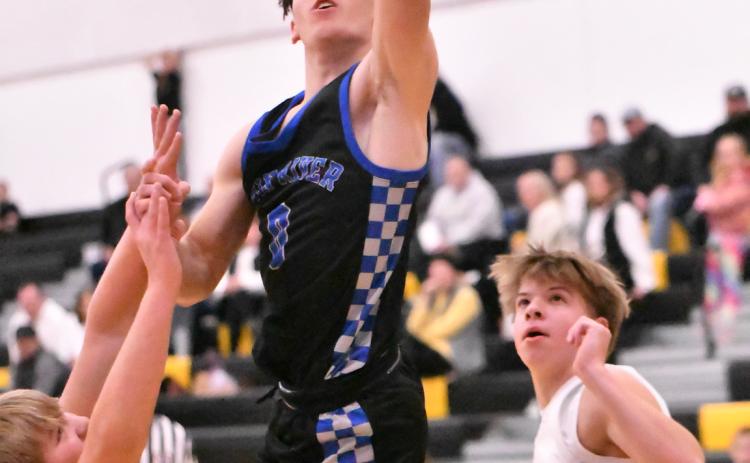 Corbin Rodriguez finished with a career high 30 points on Saturday against Shelby-Rising City. NCJ photo by Rick Holtz