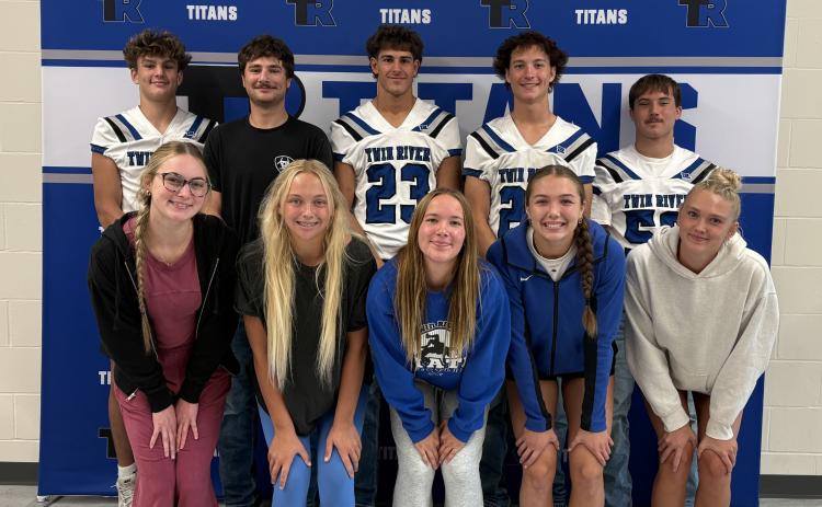 The Twin River royalty candidates have been announced. Back row: Braxtin Fowler, Tate Urkoski, Braedyn Ramaekers, Cinch Beck, Chance Swantek. Front Row: Katelyn Preister, Mya Ramaekers, Sienna Beck, JLee Van Driel, Grace Yrkoski. Photo provided