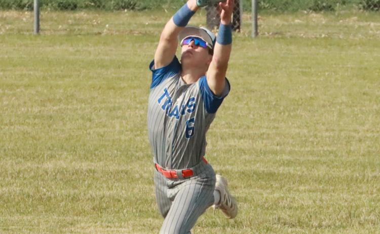 Braxtin Fowler makes the catch in the outfield. NCJ photo by Ken Kush