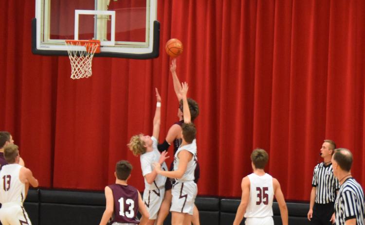 GOCHENOUR Brothers TYLER and HUNTER team up to block a shot from the Beavers.