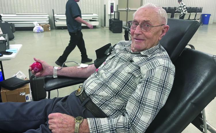 Emil Rosno continues his dedication to donating blood. NCJ photo by April Carr