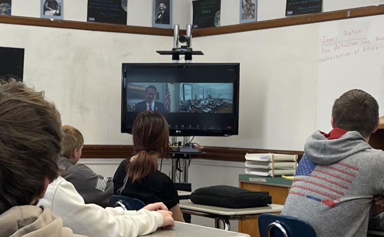 Members of Jeremy Hubel’s eighth grade U.S. History class had the opportunity to meet with Congressman Adrian Smith last week over a Zoom call. Photo provided