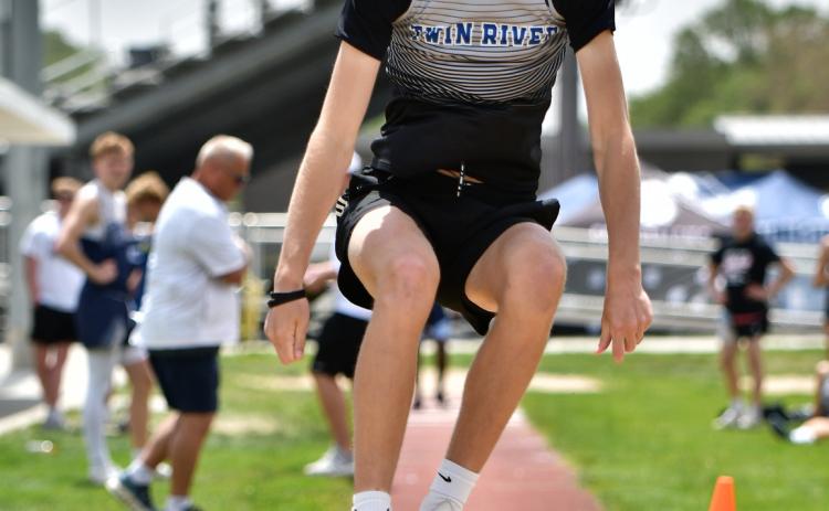 Caleb Rood finished second in the triple jump with a personal best jump of the season, 44-02.25. He is Twin River’s only state qualifier this season. NCJ photos by Rick Holtz